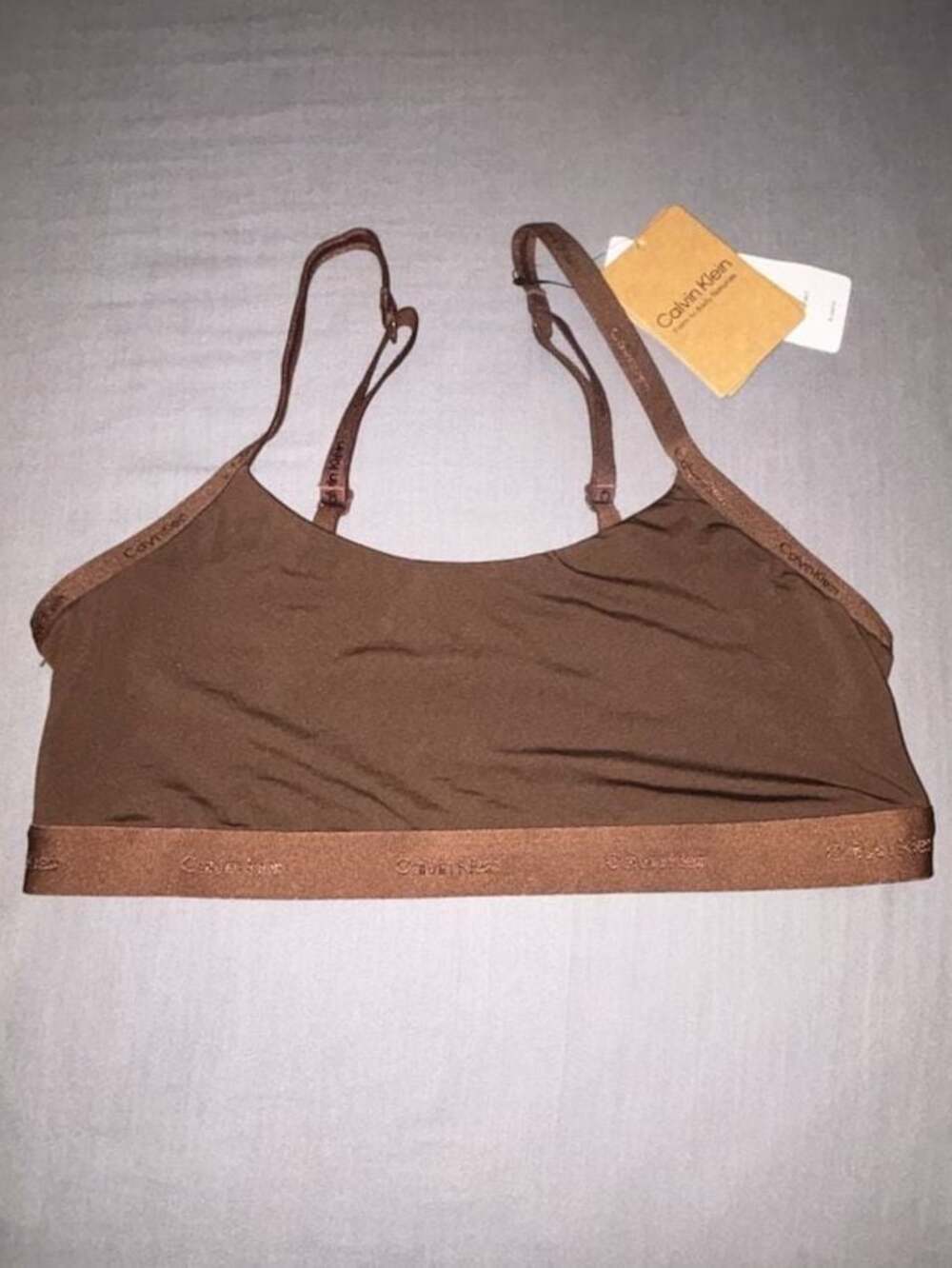 Calvin Klein Unlined Bralette in Brown, Style QF6757
